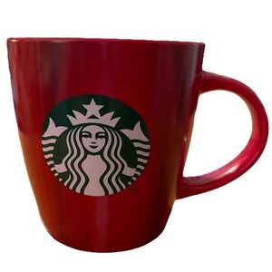 Starbucks Red Ceramic Coffee Mug Green Siren Logo – Holiday Style Cup 12 Ounce